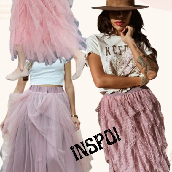Pink tulle Sheer Midi Skirt - Picture 3 of 4